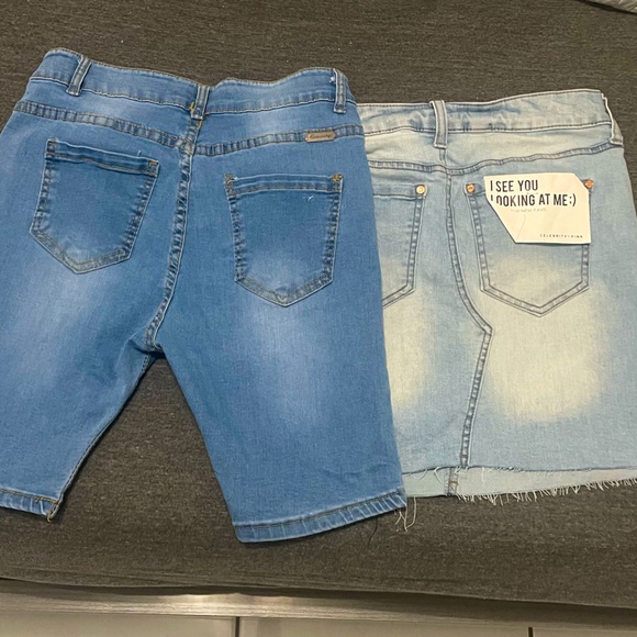 Bundle of 2 super stretchy denim fabrics NEW skirt and like new shorts size XS. - Picture 4 of 4